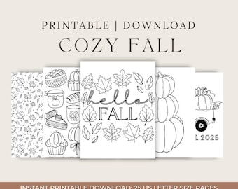 Cozy Fall Coloring Sheets | Printable Autumn Coloring Pages for Adults | Fall-Inspired Coloring Bundle for Relaxation & Creativity