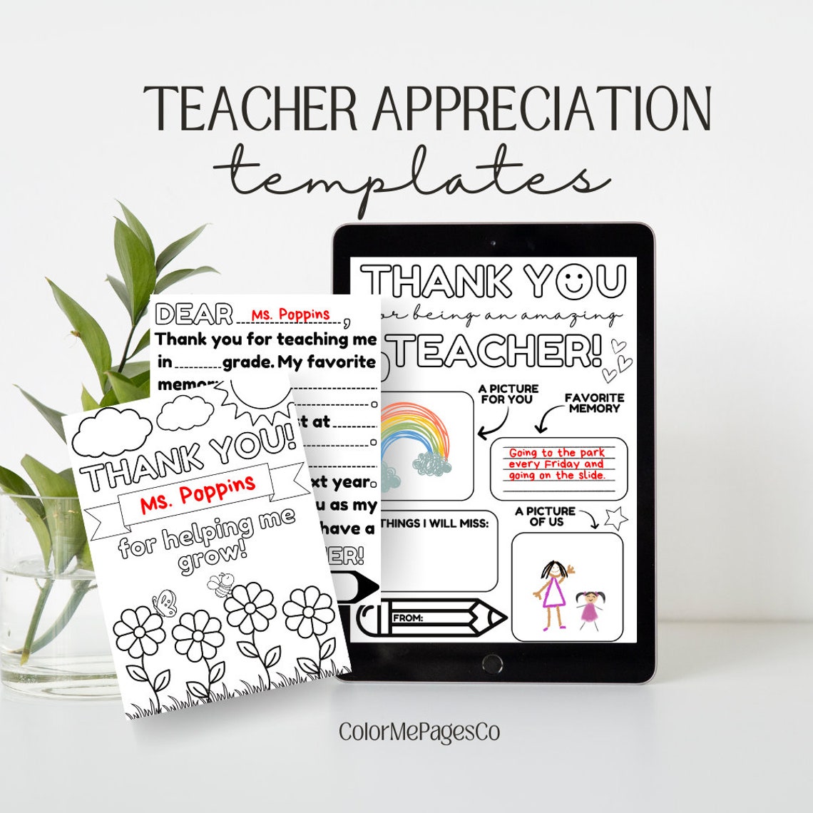 Teacher Appreciation Printable Coloring Pages | Downloadable Thank You ...
