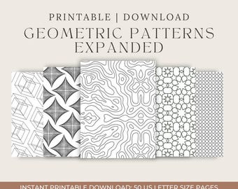 Geometric Patterns Expanded Printable Coloring Sheets | Digital Coloring Pages for Relaxation | Adult Printable Creative Coloring Sheets