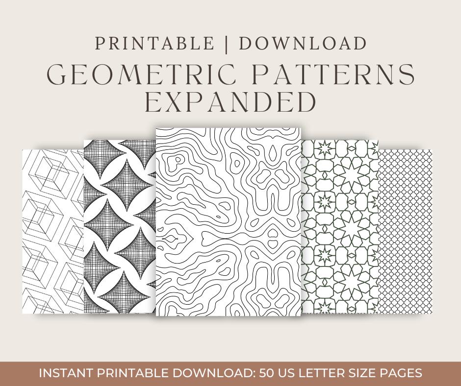 Geometric Patterns Expanded Printable Coloring Sheets | Digital ...
