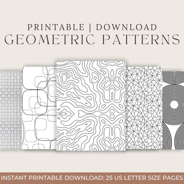 Printable Geometric Patterns Coloring Sheets, Digital and Printable Geometric Coloring Sheets, Coloring Sheets, Teacher Help, Adult Coloring