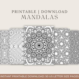 Mandala da colorare stampabili / Pagine da colorare mandala per adulti per alleviare lo stress / Disegni mandala zen intricati e rilassanti scaricabili