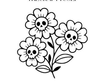 Calaveras de flores / Ramo espeluznante / SVG/Descarga digital