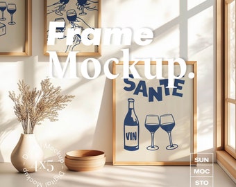 Kitchen Frame Mockup: 4x5 Ratio, Boho Scandinavian Style (PSD, JPG)