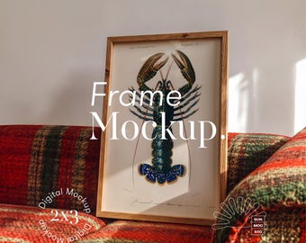 Rustic Wooden Frame Mockup, 2x3 Farmhouse Cabin Decor, Camping Lodge Art, PSD