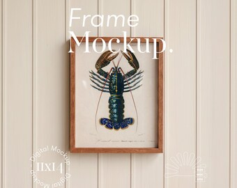 Farmhouse Cabin Frame Mockup, 11:14, Rustic Walnut, Western Ranch Beadboard Interior, Camping Lodge