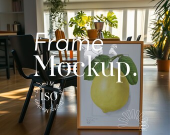 Large Frame Mockup: Sunlit Kitchen Interior, ISO DIN A Ratio (PSD, Digital Download)
