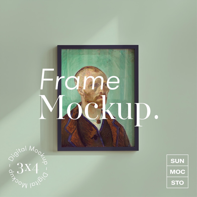 Fully Customizable Wooden Frame Mockup: 3x4 Print Artwork, Adjustable ...