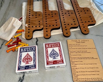 Travel Size Pegs & Jokers Wooden Game with rules “cheat sheet”.