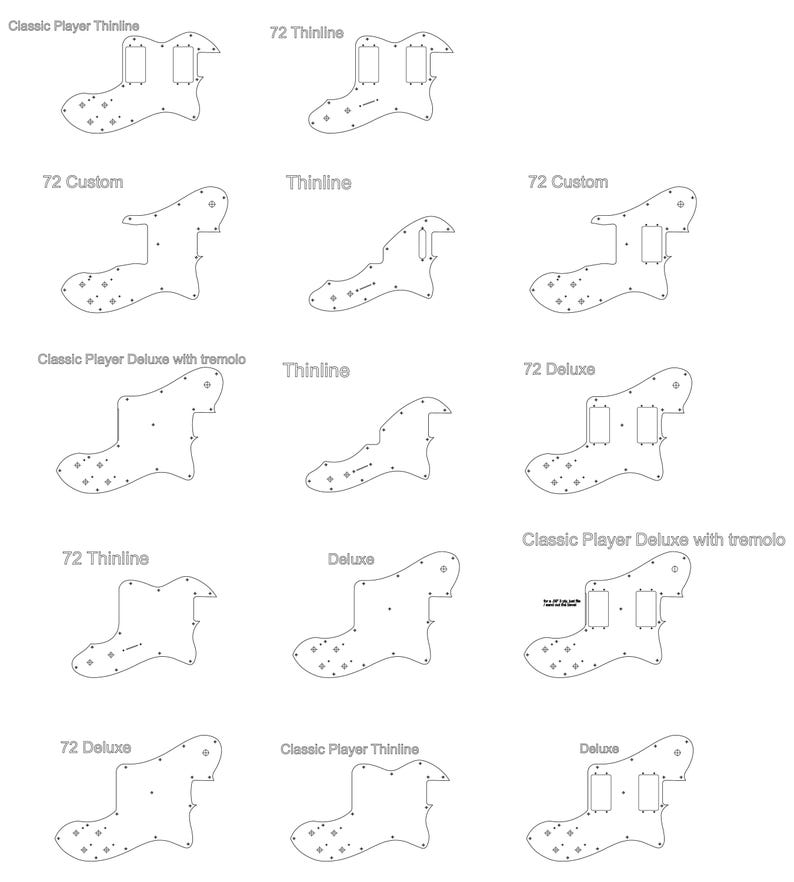 Telecaster Variations 14 Different Thinline Telecaster Pickguard Variations Vector in Svg ...