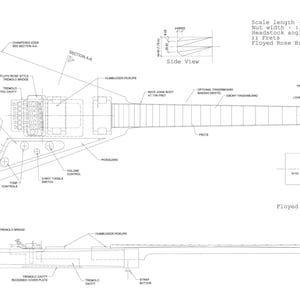 Jackson Rhoads guitar plans file svg, dxf and pdf for print / template or cnc