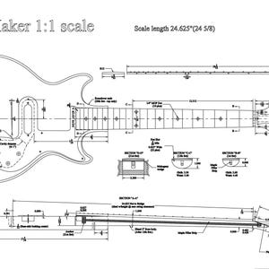 Gibson Melody Maker Double cutstyle guitar plans vector in svg, pdf, dfx, ai and jpg. Detailed 1:1 scale.