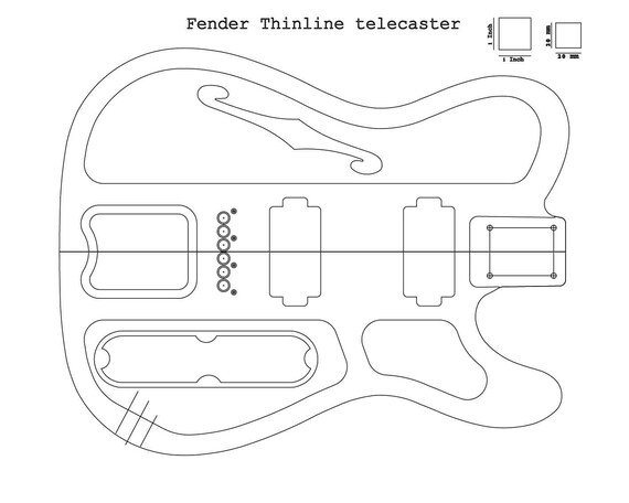 Fender Thinline Telecaster Plans Files Svg, Dxf, Pdf, Crv, Crv3d