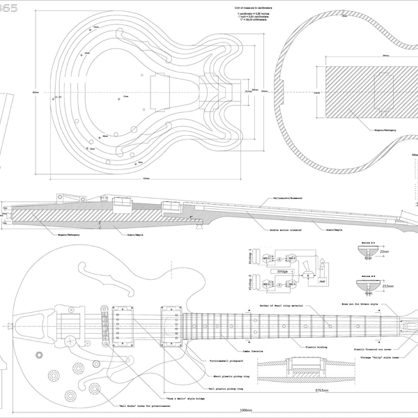 Gibson 365 guitar plans / files. svg/pdf/crv/crv3d