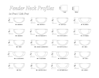 Fender neck profiles file dxf, svg, crv, pdf, crv3d vcarve vectric aspire cnc