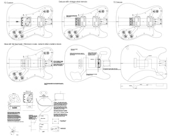 6 x Thinline telecaster guitar body plans vector in svg, pdf, ai and jpg. Detailed 1:1 scale.
