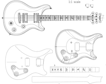 ギブソン レスポール スタイルのギター プラン ベクター (SVG、PDF