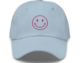 Smiley Gesicht Hut, glückliches Gesicht Hut, Smiley Boho Hut, Lächeln Hut, Glückliche Vibes Hut, Lächeln Kappe, glückliche Kappe, Smiley Gesicht bestickter Hut.