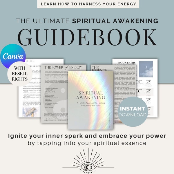 SPIRITUAL AWAKENING | Energy Healing Guide with Journal Prompts and Crystal Guide | Digital Download | With Master Resell Rights | dfy, PLR