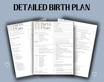 Birth Plan Template & Pregnancy Planner Bundle Editable Template | Natural Birth, Natural Birth Planning, Printable Doula Digital Download
