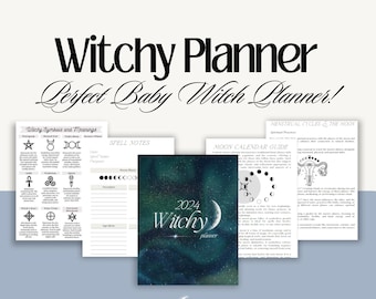 Printable Witchy Planner Bundle | Tarot and Astrology Planner with Journal Prompts and Moon Rituals | Digital Download | Grimoire Pages