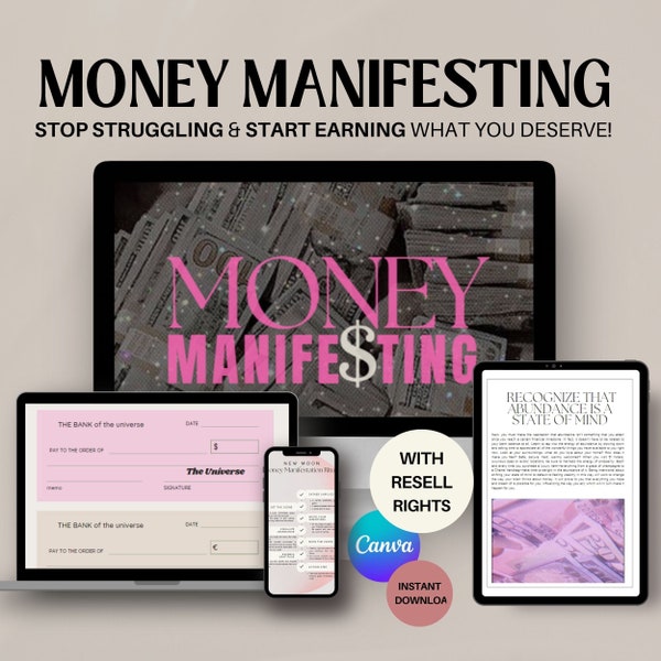 Money Manifestation & Money Magnet Guide | Editable Template | Manifesting Digital Download | MRR, PLR, Master Resell Rights | Done For You