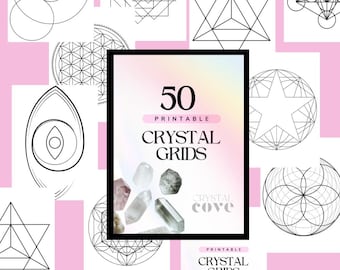 50 druckbare Kristalle PDF | Heilige Geometrie | Grimoire Seiten | Buch der Schatten | Kristall Anleitung Zauber Arbeitsblatt Seiten Heilende Kristalle