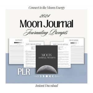 2024 Moon Journal and Journaling Prompts | Master Resell Rights, MRR, Private Label ebook, PLR Templates, PLR Digital Product Witchy Planner