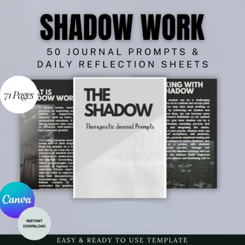 Shadow Work Journal Prompts | PLR Digital Product | Therapy Workbook ...