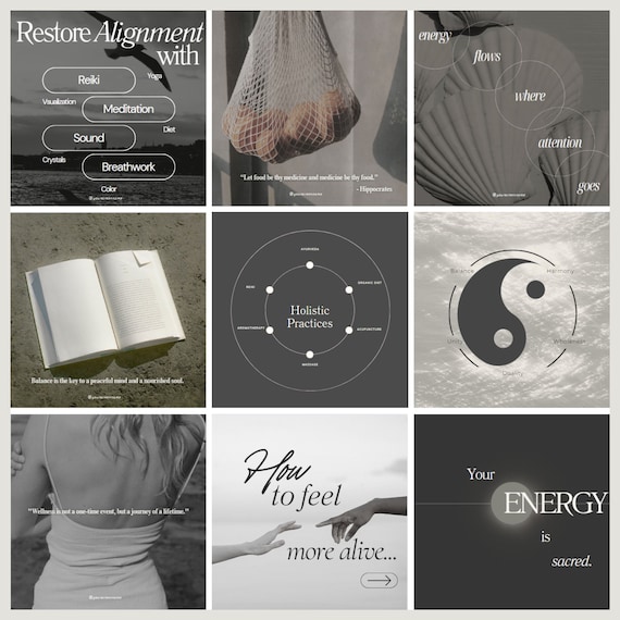 Spiritual Coach Instagram Templates for Holistic Coach, Health Coach, Wellness Coach, Canva Template Social Media Posts Wellbeing Life Coach