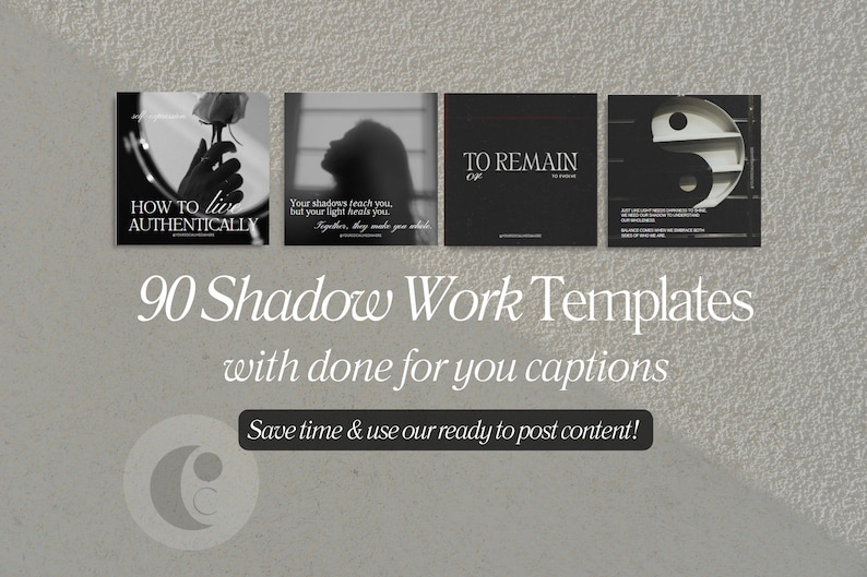 May include: A set of four black and white Instagram story templates with text that reads "How to live authentically", "Your shadows teach you, but your light heals you. Together, they make you whole", "To Remain", and "But let us never forget that shadows are merely the absence of light. And in the absence of light, we can find ourselves in darkness. But even in darkness, there is beauty. And even in darkness, there is hope."