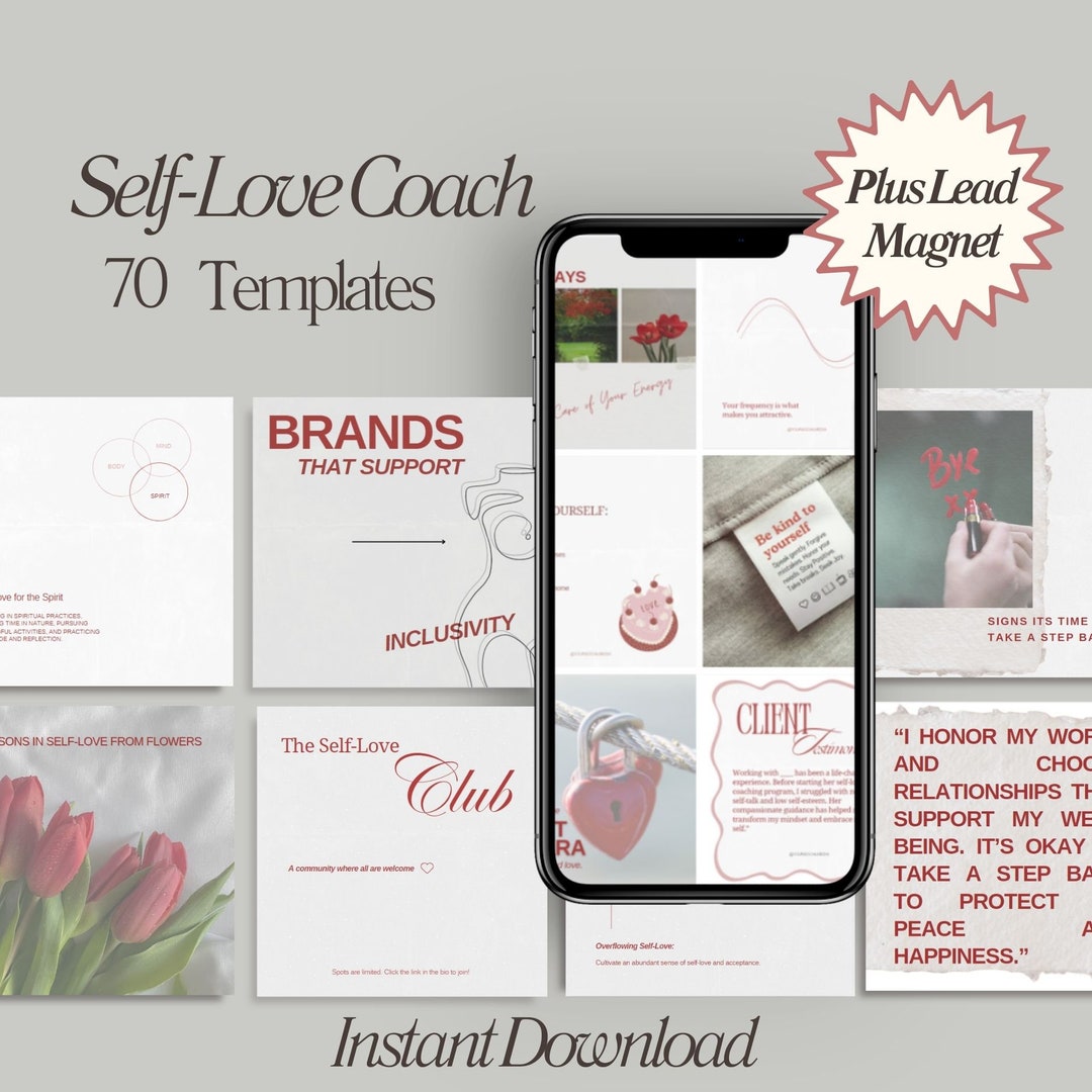 Self Love LEAD MAGNET & IG Templates | Done for You Coaching Brand Kit ...
