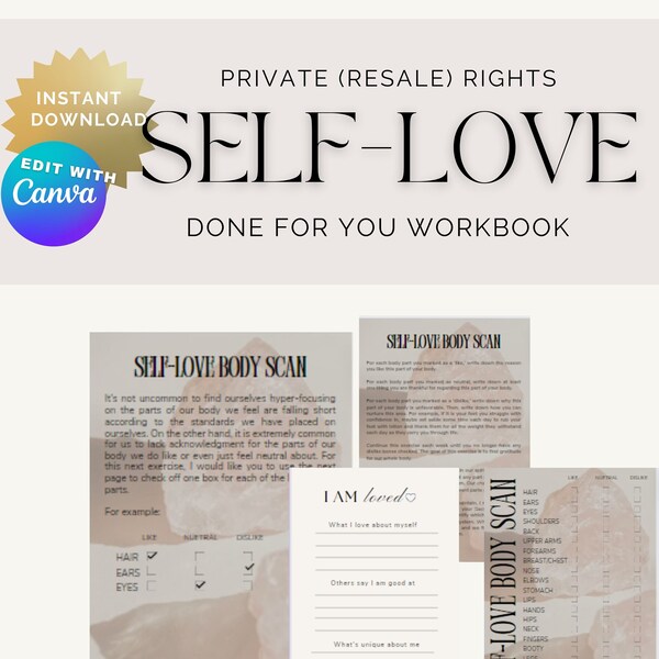 Done For You Canva eBook Template | Master Resell Rights | PLR | Editable Workbook | Coaching Guide Book | Lead Magnet | SELF-LOVE ebook