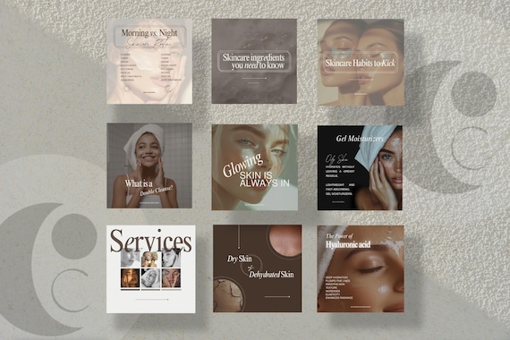 Esthetician Bundle Instagram Post Templates, Canva Editable Template, Dermatology MedSpa Stories Templates | Esthetician Branding Marketing