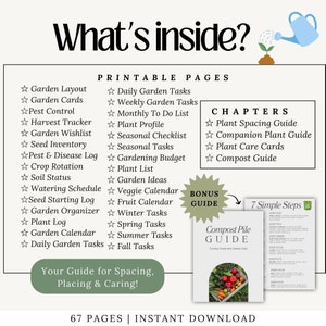Gardening Printable Bundle | Square Foot Gardening | Plant Spacing Guide | Companion Planting, Vegetable Plant Care, Garden Planning Compost image 5