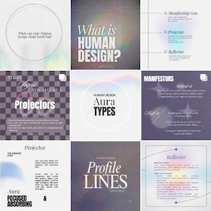May include: A colorful infographic about Human Design, a system of self-discovery based on your birth chart. The infographic includes the text "What is Human Design?" and "Human Design Aura Types".