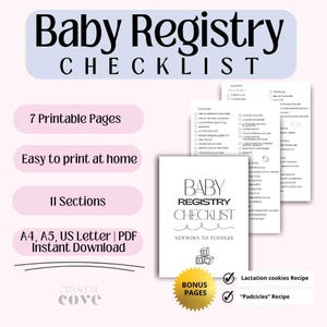 Checklista för babyns nödvändigheter | Checklista för babyshower | Viktiga saker för nyfödda | Checklista för barnmorska | Checklista för graviditet direkt nedladdning