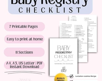 Baby Essentials Checklist | Baby Shower Registry Checklist | Newborn Essentials | Nursey Checklist | Pregnancy Checklist Instant Download
