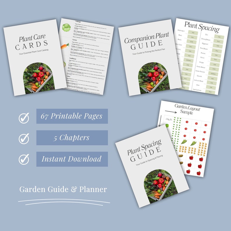 Gardening Printable Bundle | Square Foot Gardening | Plant Spacing Guide | Companion Planting, Vegetable Plant Care, Garden Planning Compost image 3