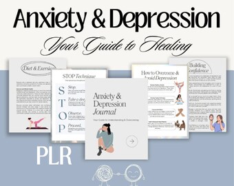 PLR Mental Health Journal | Depression and Anxiety Journal with Workbook Pages Therapy Journal | Mental Wellness Journal Shadow Work Journal