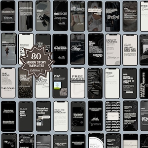 May include: A collage of 80 black and white phone screen mockups with text overlays. The text includes phrases like "How to Build a Business of Your Dreams", "Earn 100% Profit", "Passive Income Coaching", "What are Digital Products?" and "Master Resell Rights".