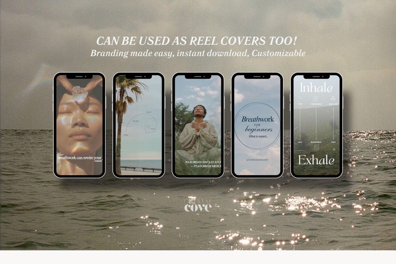 Plantillas de Instagram para entrenadores de respiración / Publicaciones de respiración en redes sociales Portadas de Reels Diapositivas de historias Imágenes de archivo Instructor espiritual de Instagram imagen 5