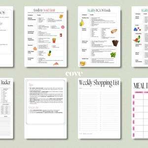 Pu&ograve; includere: Fogli di calcolo stampabili per tenere traccia dell'ovulazione e del ciclo mestruale, pianificare i pasti e creare un elenco della spesa settimanale. I fogli di calcolo includono informazioni sul PCOS infiammatorio, gli alimenti sani per il PCOS e gli alimenti da evitare.