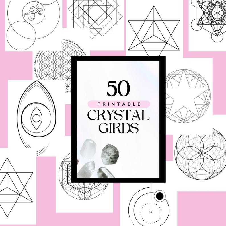 50 Printable Crystal Grid PDF | Sacred Geometry | Grimoire Pages | Book ...