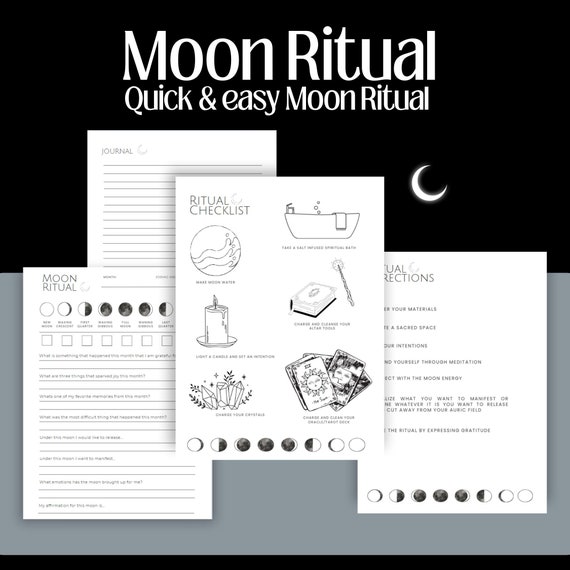 Printable Moon Ritual Journal Prompt worksheet | Instant download Witchy Ritual for Moon Cycles, Moon Spell Digital Download Product
