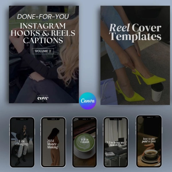 Faceless Reel CAPTIONS & Reel COVERS | Moody Aesthetic Faceless Videos with MRR and plr | dfy Digital Marketing Product (Volume 2)