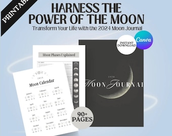 Moon Planner & Full Moon Rituals: Witchy Moon Phase Workbook, Tarot Journal, Manifestation Digital Planner - PLR Digital Download - Grimoire