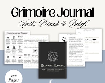 Libro Grimorio stampabile / Pacchetto pianificatore di streghe / Pianificatore di tarocchi e astrologia con spunti di diario e rituali lunari / Download digitale