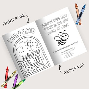Open House Kids Coloring Book & Activity Book for Realtors and Real Estate Agents | House Listing Printable Book Instant Download