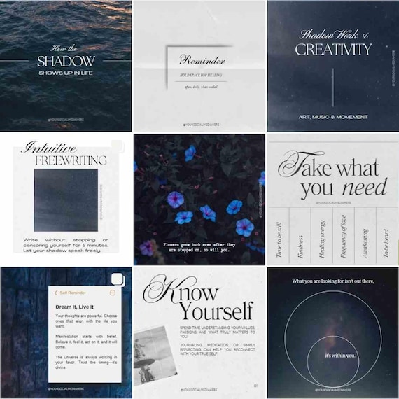 Spiritual Coach Instagram Templates | Inner Child Healing Shadow Work Holistic Coaching Business, Canva Template Editable Social Media Posts